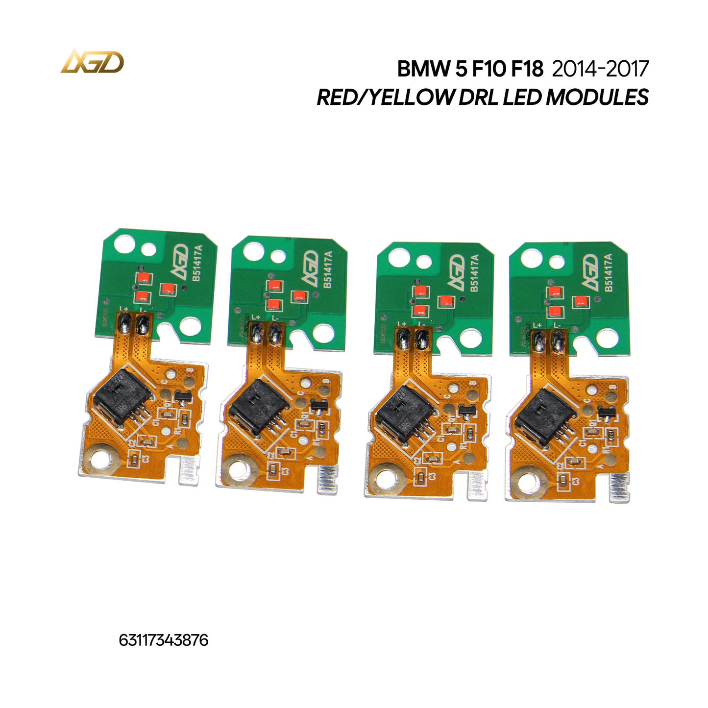 Yellow Angel Eye DRL LED Boards For 2014-2017 BMW 5 Series F10 F11 F18 LCI Headlights 63117343876