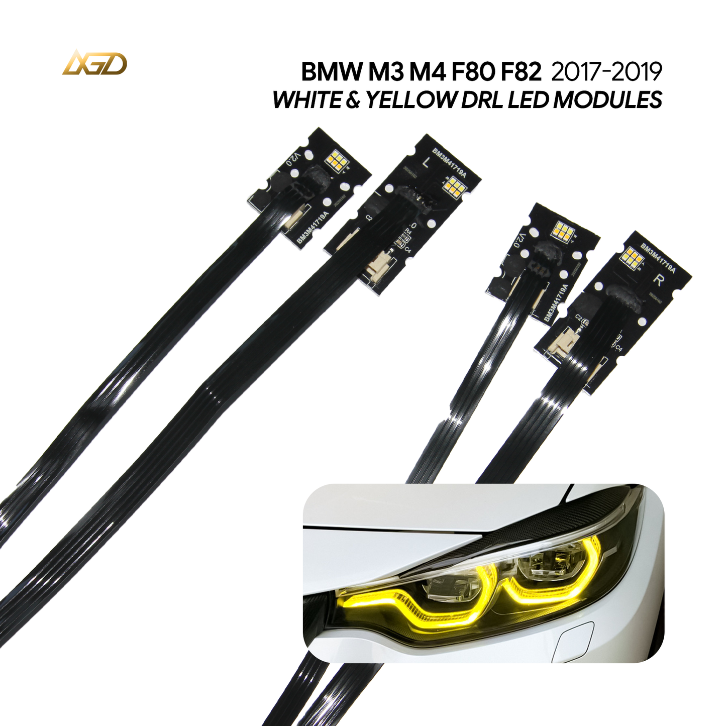 Daytime Running Light For BMW 2018-2020 M3 M4 F80 F32 F36 F33 F82 Angel Eyes DRL Fits Adaptive LED Headlight Only S552A